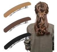 ATODEN Fermagli per capelli piatti da donna, 3 pezzi, clip francesi opache, per capelli sottili, fini o corti e medi, accessori per capelli kaki marrone nero