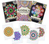 Atoke Confezione da 3 libri da colorare per adulti, 60 mandala unici per rilassarsi e alleviare lo stress, libro da colorare rilegato a spirale, regali rilassanti e consapevoli per adulti, donne e
