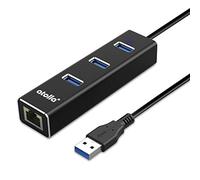 Atolla 3 Porte USB 3.0 HUB Alluminio Cromato RJ45 Adattatore USB Nero