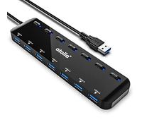 atolla Hub USB 3.0 a 7 Porte, Multipresa Hub USB Ultra Sottile con Singoli Interruttori ON/OFF e Spie LED,Cavo di Espansione Adattatore USB 1M