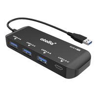 atolla Hub USB 3.0 con 3 porte USB 3.0 e porta dati USB-C, porta di alimentazione USB-C