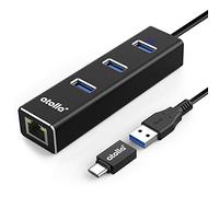 atolla Hub USB 3.0 con adattatore di rete RJ45 Gigabit Ethernet LAN, in alluminio 3 porte USB 1 porta 10/100/1000 Ethernet adattatore USB Type C per Mac Chromebook Ultrabook