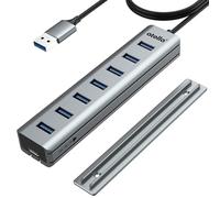 Atolla Hub USB 3.0 con guida di montaggio, distributore USB a 7 porte, 5 Gbps, spina multipla con cavo da 100 cm, porta 5 V Type-C e porte dati USB 3.0 per desktop, PC, laptop, mouse, disco U