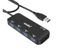 Atolla Hub USB 3.0, Hub USB a 4 porte con trasferimento dati da 5 Gbps, extender USB ultra sottile per tastiera, mouse, unità flash, stampante, compatibile con Windows, Mac, Linux, cavo da 60 cm