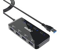 Atolla Hub USB con 4 porte USB 3.0, cavo da 60 cm, LED ultra sottili, interruttore di alimentazione, per PC, Mac, Surface e USB Fuentes