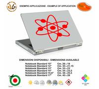 Atom big bang theory adesivo rosso scontornato notebook sticker pvc red cropped