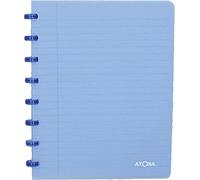 Atoma - 4.1356 - Quaderno ad anelli con copertina in polipropilene riciclabile e 72 fogli staccabili (144 pagine), a righe, 8 mm, con margine, A5, colore: Blu trasparente