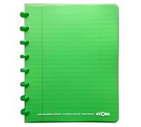 Atoma - Quaderno A5 con anelli - 72 fogli staccabili (144 pagine) con margine - Copertina in polipropilene riciclabile (verde - rigato (8 mm))