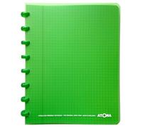 Atoma - Quaderno A5 con anelli - 72 fogli staccabili (144 pagine) con margine - Copertina in polipropilene riciclabile (verde - a quadretti (5 x 5 mm))