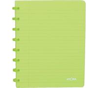 Atoma - Quaderno A5 con anelli - 8 mm a righe con margine - 72 fogli staccabili (144 pagine) - Copertina in polipropilene riciclabile - verde trasparente (4.1356)