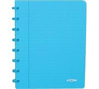 Atoma - Quaderno A5 con anelli - Quadrato 5 x 5 mm con margine - 72 fogli staccabili (144 pagine) - Copertina in polipropilene riciclabile - turchese trasparente (4.1357)