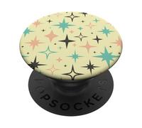 Atomic Age Stars Rosa Blu Marrone Su Giallo Mid Century Retro PopSockets PopGrip Adesivo