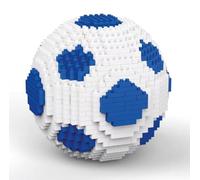 Atomic Building Pallone da Calcio da Costruire con Mini Blocchi. Modello 3D da Collezione. Decorazione Sportiva. Regalo per Tifosi e Appassionati. Bianco e Blu.