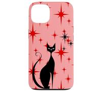 Atomic Era Mid Century Kitty Cat Red Stars Pink Custodia per iPhone 13