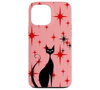 Atomic Era Mid Century Kitty Cat Red Stars Pink Custodia per iPhone 13 Pro Max