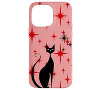 Atomic Era Mid Century Kitty Cat Red Stars Pink Custodia per iPhone 14 Pro Max