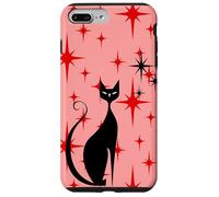 Atomic Era Mid Century Kitty Cat Red Stars Pink Custodia per iPhone 7 Plus/8 Plus