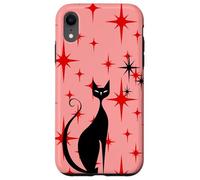 Atomic Era Mid Century Kitty Cat Red Stars Pink Custodia per iPhone XR