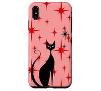 Atomic Era Mid Century Kitty Cat Red Stars Pink Custodia per iPhone XS Max