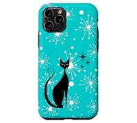 Atomic Era Mid Century Kitty Cat stile retrò Aqua Blue Custodia per iPhone 11 Pro