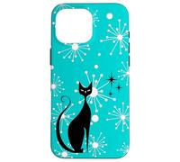 Atomic Era Mid Century Kitty Cat stile retrò Aqua Blue Custodia per iPhone 16 Pro Max