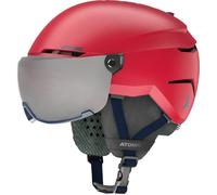 ATOMIC Savor Visor JR Casco da sci con visiera - Rosso - Taglia XS - Per bambini e ragazzi - Massimo assorbimento degli urti - Ventilazione Active Aircon - Occhiali con specchio di fascia alta