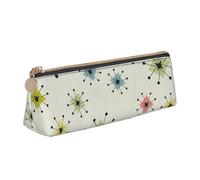 Atomic Stars - Astuccio con stampa retrò a forma di stelle, grande capacità, triangolare, per penne, trucchi, scuola, università, bianco, Taglia unica