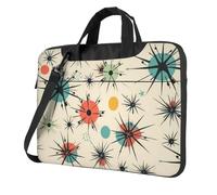 Atomic Stars - Borsa a tracolla per computer portatile, motivo retrò con stelle atomiche, Nero, 14 inch