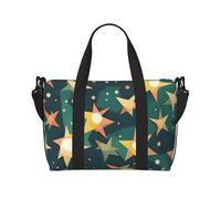 Atomic Stars - Borsa da viaggio con stampa retrò a mano, borsa da palestra, borsa da viaggio per il fine settimana, borsa sportiva per donne e uomini, nero, Taglia unica