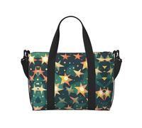 Atomic Stars - Borsone da viaggio con stampa retrò con stampa a stelle, borsone da viaggio, borsa per oggetti personali, per viaggi, palestra, sport, weekender, Nero , Taglia unica