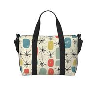 Atomic Stars - Borsone da viaggio per uomo e donna, con stampa retrò, grande, impermeabile, da palestra, weekend, con tracolla