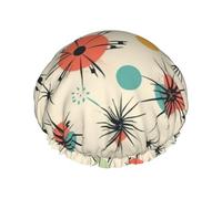 Atomic Stars - Cuffia da doccia da donna, riutilizzabile, a doppio strato, con fascia elastica impermeabile, per spa e salone di bellezza