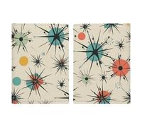Atomic Stars - Custodia per passaporto da viaggio, motivo retrò, con scomparti per carte di credito e carta d'imbarco, per documenti d'identità e documenti di famiglia (20 x 13 cm)