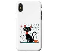 Atomic Stars Kitschy MCM - Tazza da caffè con gatto retrò Custodia per iPhone X/XS