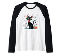 Atomic Stars Kitschy MCM - Tazza da caffè con gatto retrò Maglia con Maniche Raglan