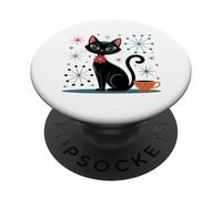 Atomic Stars Kitschy MCM - Tazza da caffè con gatto retrò PopSockets PopGrip Adesivo
