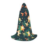 Atomic Stars, mantello da mago con cappuccio, stile retrò, con stampa, per Halloween, medievale, rinascimentale, cosplay, feste di Natale