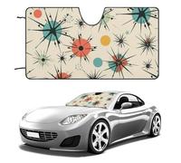 Atomic Stars - Parasole per parabrezza auto, motivo retrò, mantiene fresco l'interno dell'auto, 129,5 x 71,1 cm, parasole pieghevole per finestrino anteriore, scudo termico per SUV, camion, blocca i
