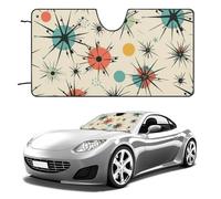 Atomic Stars - Parasole per parabrezza auto, motivo retrò, mantiene fresco l'interno dell'auto, 139,7 x 76,2 cm, parasole pieghevole per finestrino anteriore, scudo termico per SUV, camion, blocca i