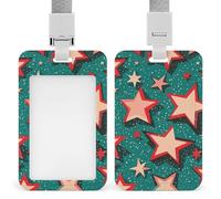 Atomic Stars - Porta badge con stampa retrò scorrevole, porta badge verticale per cordino, impermeabile, per medici, insegnanti, infermieri