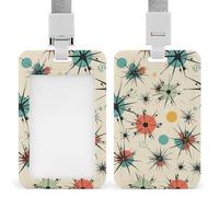 Atomic Stars - Porta badge in plastica rigida, con motivo retrò, per carte d'identità, carte di credito e chiavi di prossimità