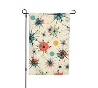 Atomic Stars Retro Pattern Bandiera da giardino a doppia faccia Fattoria Vacanze Yard Bandiera 30,5 x 45,7 cm Stagionale Outdoor Banner Per Primavera Estate Prato Portico Home Decor Piccola Bandiera