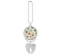 Atomic Stars Retro Pattern Car Hanging Ornament Rear View Mirror Pendant Lucky Presents Hanging Ornament Funny Car Pendant for Office Auto Home Decoration Silver Style