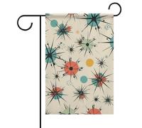 Atomic Stars Retro Pattern Summer Garden Flag Double Face 30,5 x 45,7 cm Bandiere da cortile Primavera Sole Bandiere da giardino Stagionale Benvenuto Outdoor Bandiera Decorazione