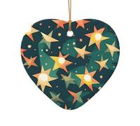 Atomic Stars Retro Stampa Motivo Stampa Accessori Festivi Ornamento in Ceramica, Ciondolo a forma di stella a forma di cuore per la decorazione natalizia