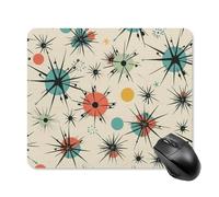Atomic Stars - Tappetino per mouse quadrato con motivo retrò e base in gomma antiscivolo, 25 x 30 cm, ultra sottile, per computer, laptop, ufficio, accessori da scrivania