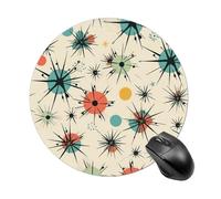 Atomic Stars - Tappetino per mouse rotondo con motivo retrò a stelle, tappetino per mouse da gaming, ad alta densità, portatile, comodo, per scrivania, casa, ufficio, 19 x 20 cm