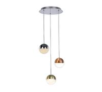 ATOMO, Lampada a sospensione 3 luci, cromo rame e oro LED 3000K 720LM 14,4W, dia.33cmxh150cm