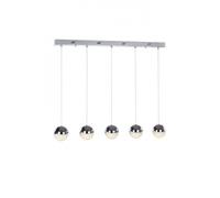 ATOMO, Lampada a sospensione, Cromo rettangolare 5 luci, LED 3000K 1200LM24W, L96 W12 H150cm