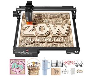 ATOMSTACK A20 PRO V2 Incisore laser, 24W macchina Taglio laser 30000 mm/min incisione laser 20W Laser engraver cutter, 400 * 400 mm per legno/metallo/acrilico/carta/pelle (nero, A20 Pro V2)